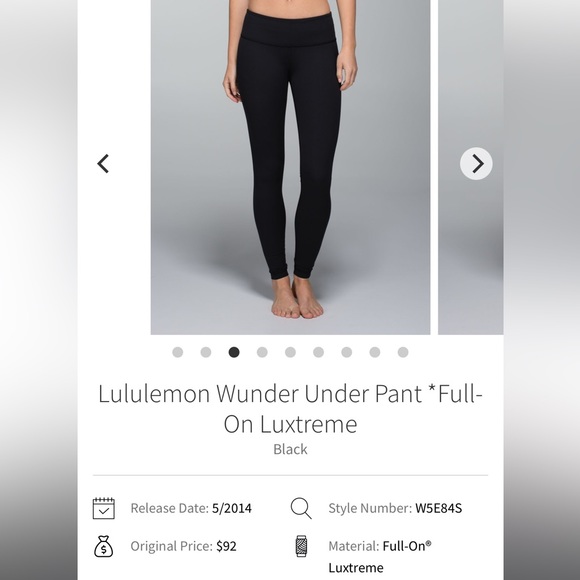 Lululemon Wunder Under Black Mid/low Waist Luxtreme Size 8 - Picture 4 of 11